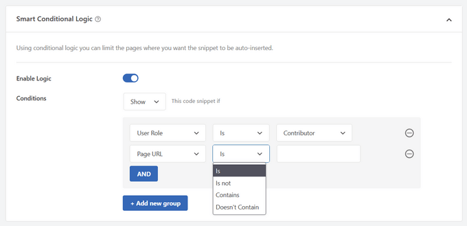 WPCode Smart Conditional Logic WPCode Smart Conditional Logic