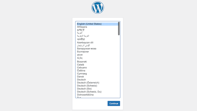 The WordPress setup wizard The WordPress setup wizard