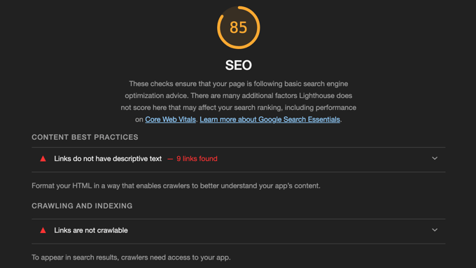 Google Lighthouse SEO Report Google Lighthouse SEO Report