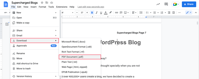 Exporting a Google Doc as a PDF Document Exporting a Google Doc as a PDF Document