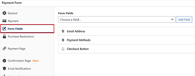 Choose form fields for your payment form Choose form fields for your payment form