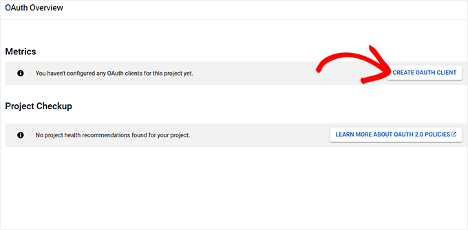 Click the Create OAuth Client button
