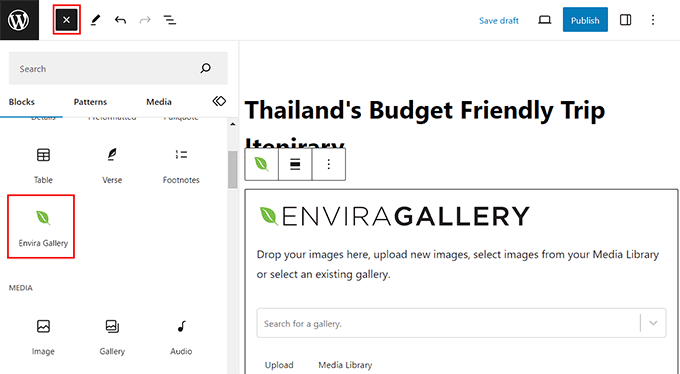 Add envira gallery block Add envira gallery block