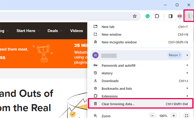 Google Chrome clear browsing data and cache Google Chrome clear browsing data and cache