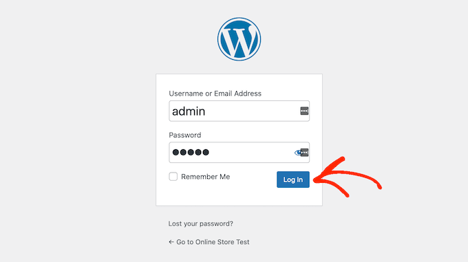 Logging into the WordPress dashboard Logging into the WordPress dashboard
