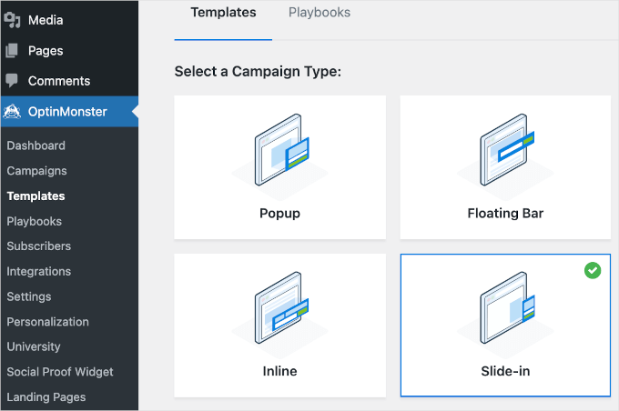 optinmonster-campaignstype-slidein OptinMonster's slide-in campaign type