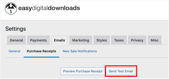 Sending a test email using Easy Digital Downloads Sending a test email using Easy Digital Downloads
