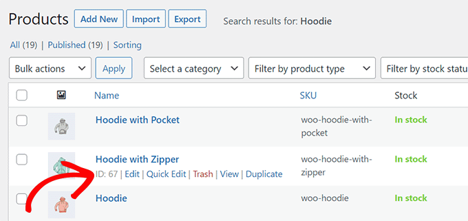 Search for a product to view its ID Search for a product to view its ID