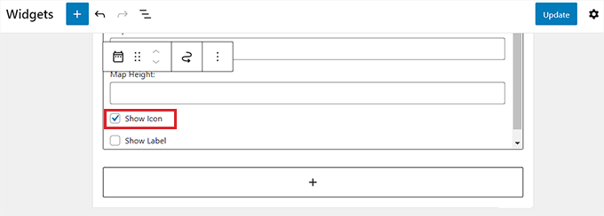 Check the Show Icon box to display icons next to contact info Check the Show Icon box to display icons next to contact info