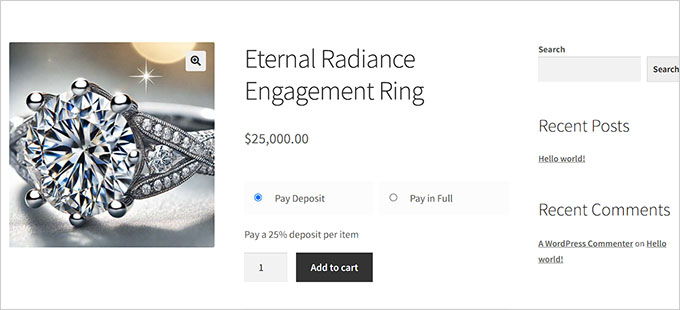 Preview of deposits in WooCommerce Preview of deposits in WooCommerce