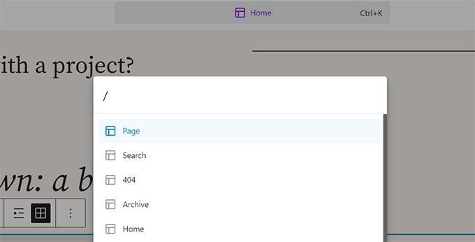 Command tool in site editor Command tool in site editor