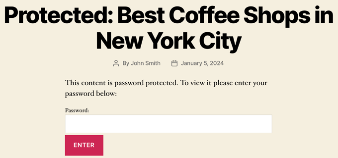 Example of a Passworded Post Example of a Passworded Post