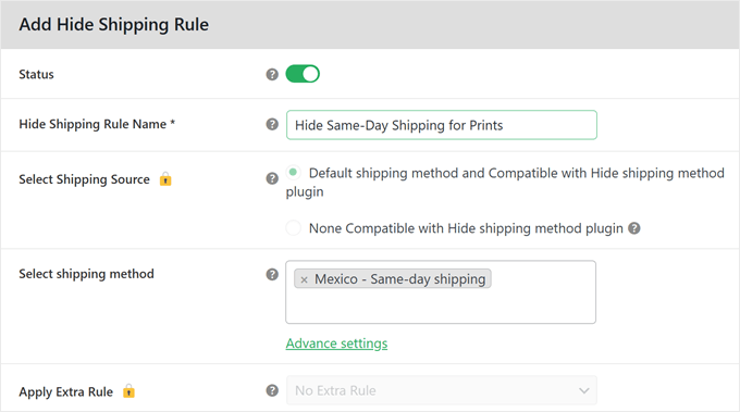 Configuring the custom rules for hiding shipping options Configuring the custom rules for hiding shipping options