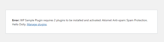 Required plugin error Required plugin error
