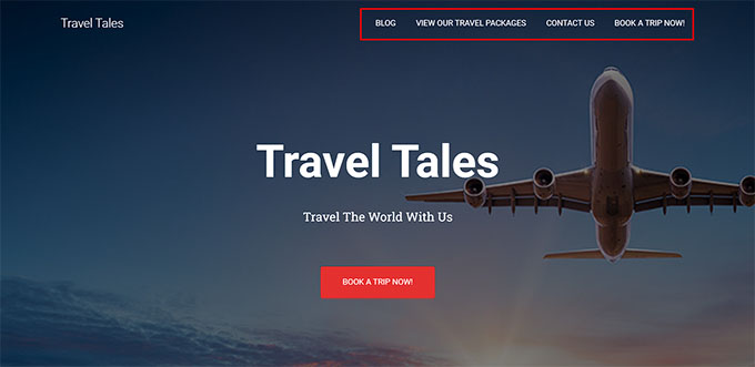 Navigation menu on your travel business site Navigation menu on your travel business site