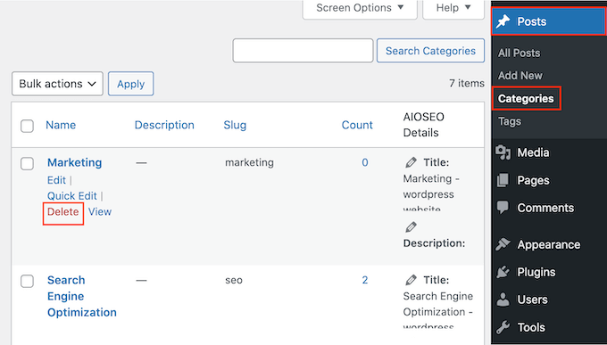 How to delete a WordPress category How to delete a WordPress category