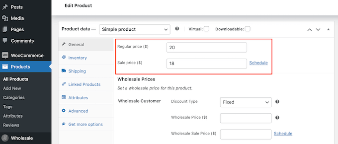 The WooCommerce pricing settings The WooCommerce pricing settings