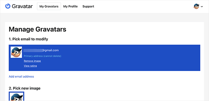 Managing Gravatar profile Managing Gravatar profile