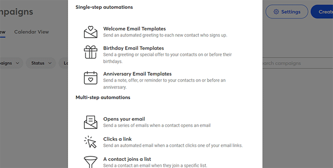 Email automation type Email automation type
