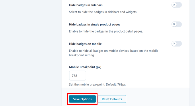 Saving settings to hide the WooCommerce sale badge in YITH Saving settings to hide the WooCommerce sale badge in YITH