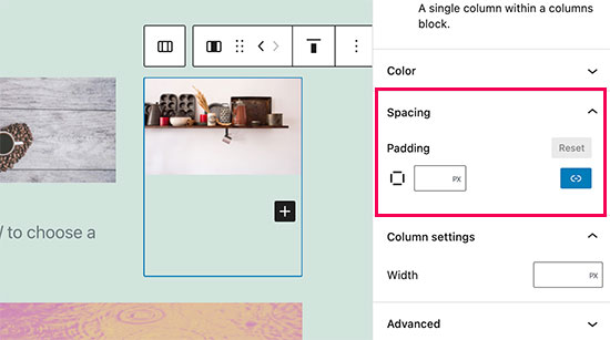 Padding option for blocks Padding option for blocks