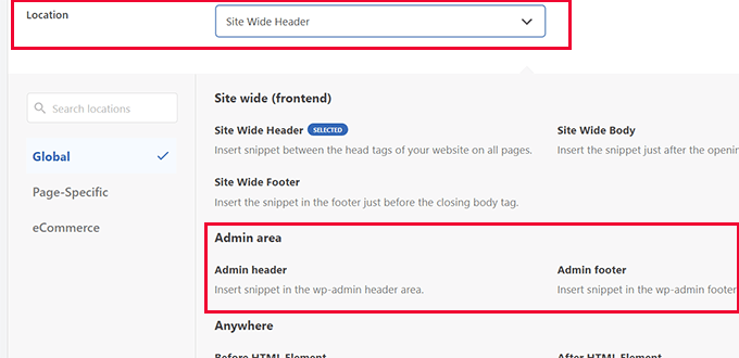 Load code snippet only in the admin area Load code snippet only in the admin area
