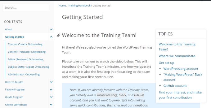 Training manual example Training manual example