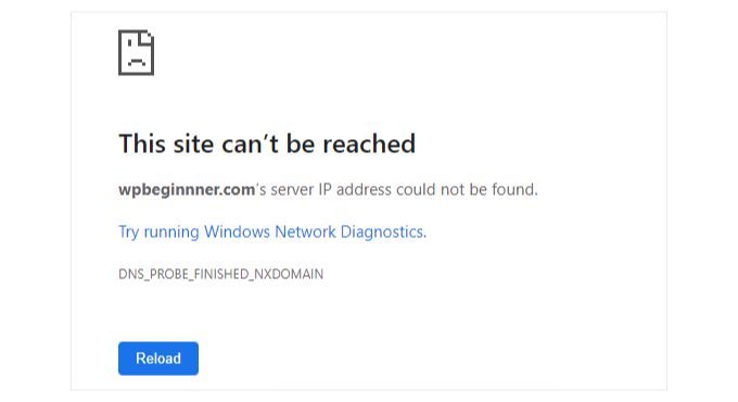 DNS probe finished nxdomain error DNS probe finished nxdomain error