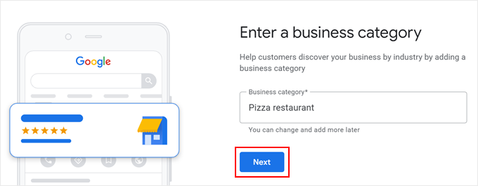 Entering the business category in Google Business Profile Entering the business category in Google Business Profile