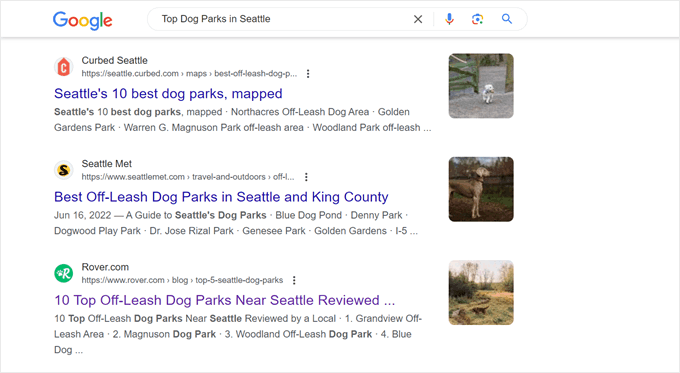 Examples of local SEO content in SERPs Examples of local SEO content in SERPs