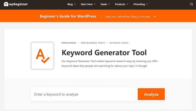 WPBeginner Keyword Generator Tool WPBeginner Keyword Generator Tool