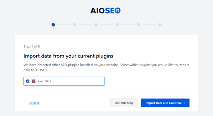 All in One SEO prompting to import SEO data from Yoast SEO All in One SEO prompting to import SEO data from Yoast SEO