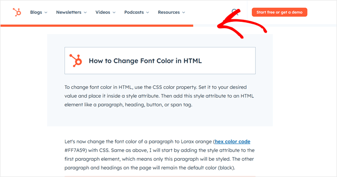 HubSpot blog's reading progress bar HubSpot blog's reading progress bar