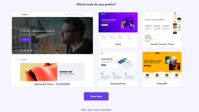 Choose a theme template Choose a theme template