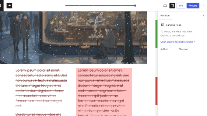 Visual revisions in WordPess 7.0 Visual revisions in WordPess 7.0