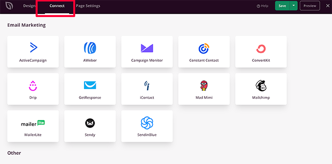 Connect email marketing service Connect email marketing service
