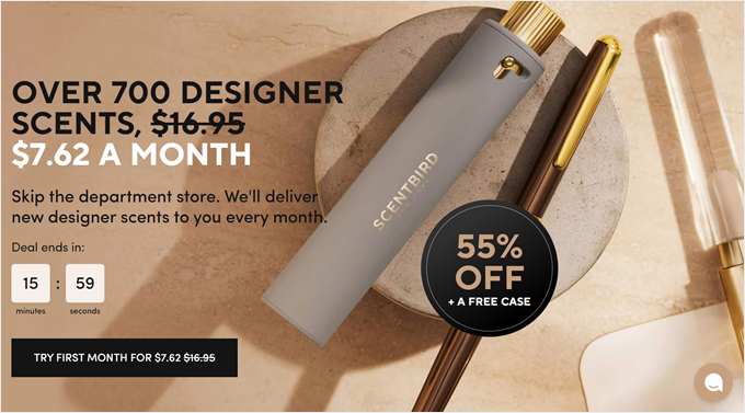 Scentbird's landing page Scentbird's landing page