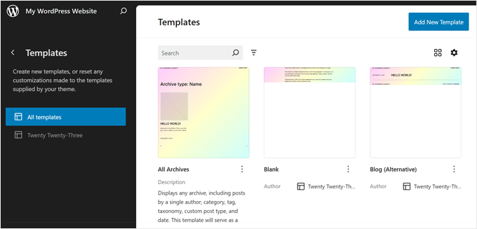 The Templates page in FSE The Templates page in FSE