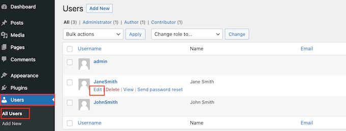Changing the user permissions on a WordPress website Changing the user permissions on a WordPress website