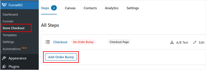 Clicking the Add Order Bump button on FunnelKit Clicking the Add Order Bump button on FunnelKit