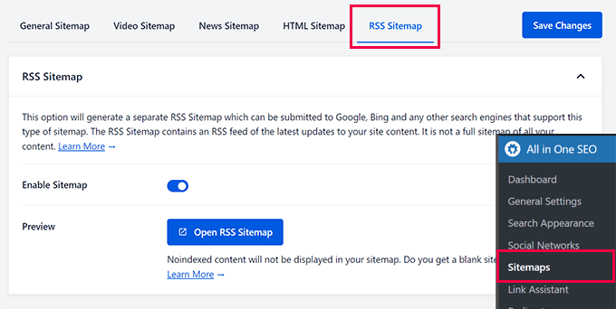 AIOSEO RSS sitemap AIOSEO RSS sitemap