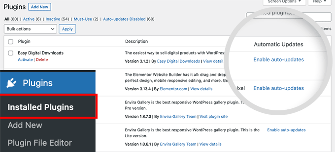 Enable automatic updates for WordPress plugins Enable automatic updates for WordPress plugins