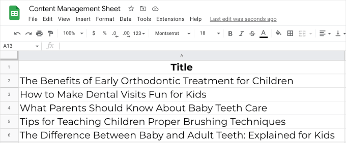 OpenAI topic ideas ChatGPT topic ideas added to Google Sheets