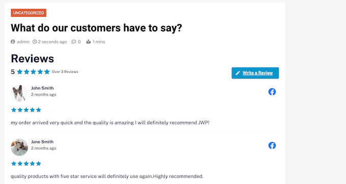 Facebook reviews, embedded on a WordPress website Facebook reviews, embedded on a WordPress website