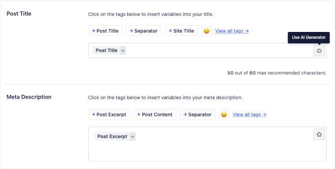 The AIOSEO OpenAI post title generator The AIOSEO OpenAI post title generator