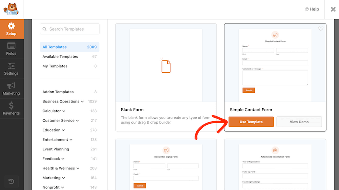 WPForms' ready-made form templates WPForms' ready-made form templates