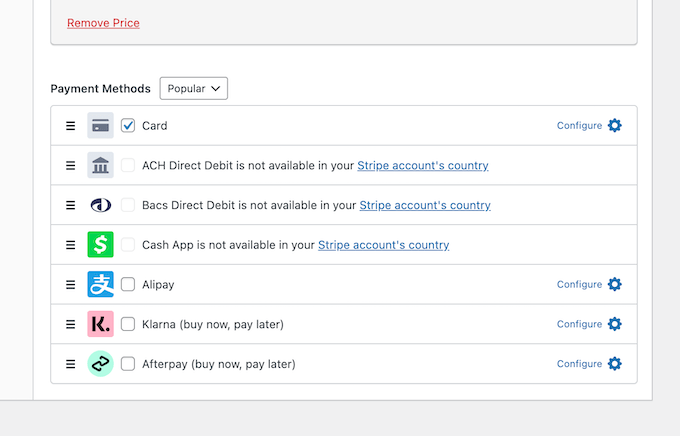 Payment Methods WP Simple Pay Payment methods in WP Simple Pay