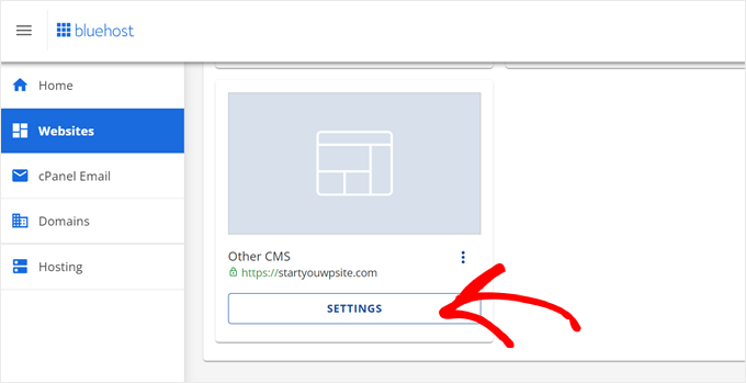 bluehost-websites-empty-settings