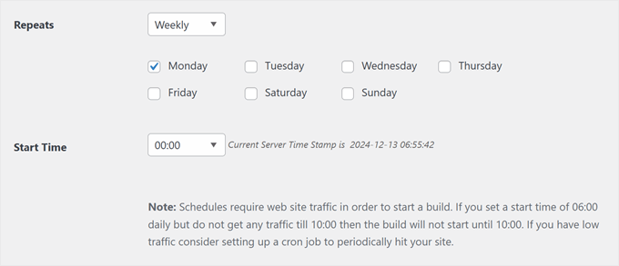 Choosing a backup schedule for the automated backups in Duplicator Choosing a backup schedule for the automated backups in Duplicator