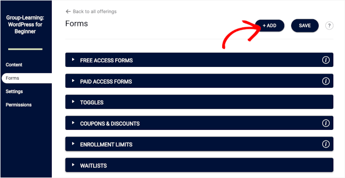 The Add button in Forms The Add button in Forms
